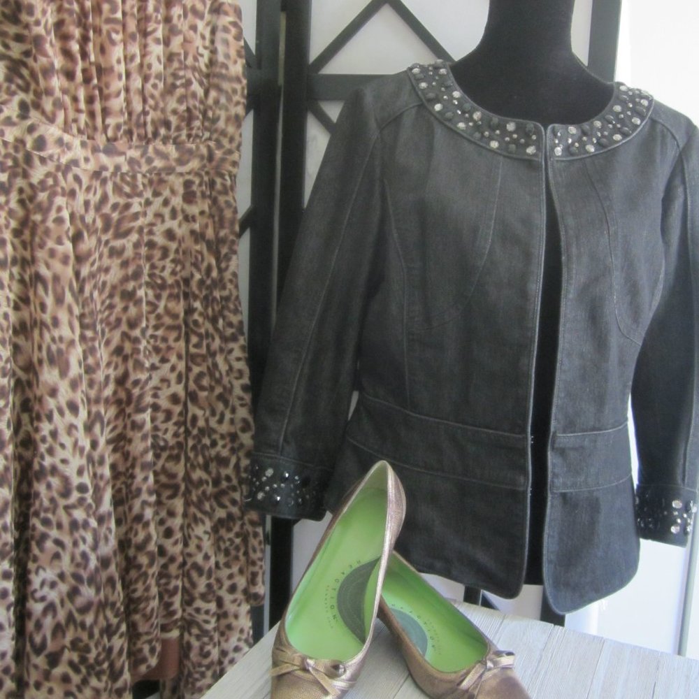 LAFAYETTE 148 - Black Jean Fabric Jacket with beading - Sz12